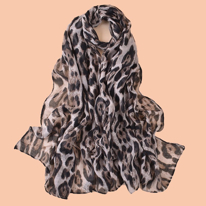 Jesen-zimski elegantni veliki leopard uzorak šala od Bali vlakna, pamuk i lana smjesa, mekan dodir, zaštita od sunca