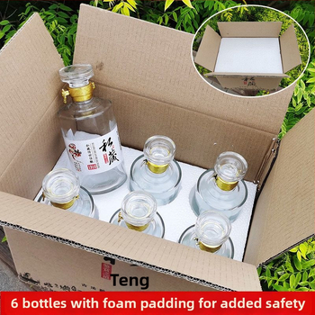 Priehľadná sklenená fľaša na víno s pena obalom, japonský starožitný štýl prázdna fľaša, keramická fľaša, 500 ml