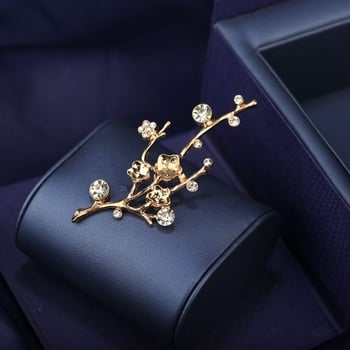 Romantična retro broš s rhinestones u obliku cvijeta šljive, za unisex sako