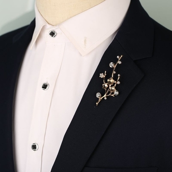 Romantična retro broš s rhinestones u obliku cvijeta šljive, za unisex sako