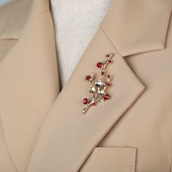 Romantična retro broš s rhinestones u obliku cvijeta šljive, za unisex sako