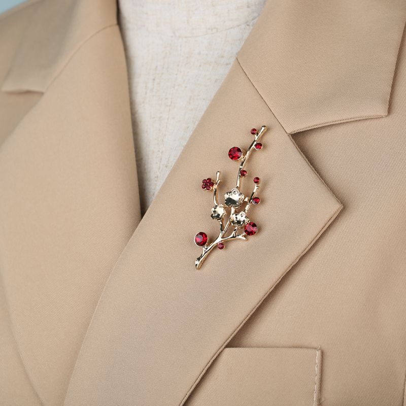 Romantična retro broš s rhinestones u obliku cvijeta šljive, za unisex sako