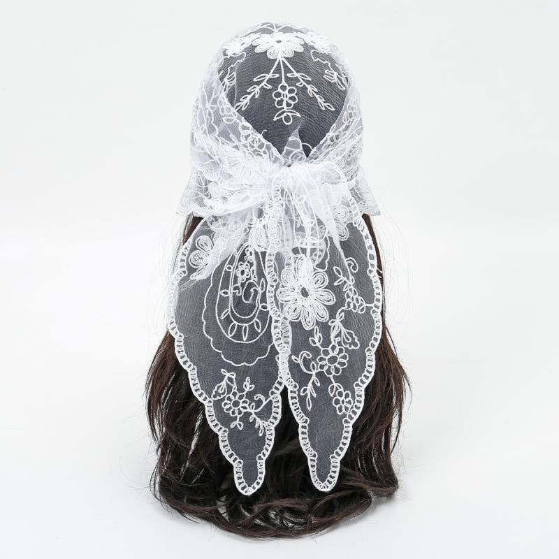 Krajkový vyšívaný trojuholníkový šál - ľahký, dekoratívny, unisex doplnok