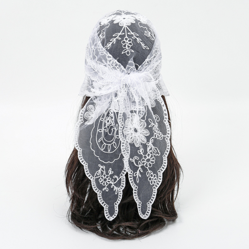 Krajkový vyšívaný trojuholníkový šál - ľahký, dekoratívny, unisex doplnok