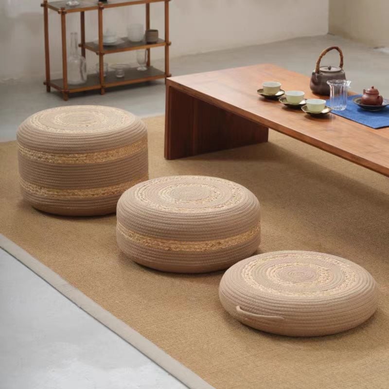 Kruhový tatami meditácia vankúš z bavlneného šnúrky, na podlahe, do obývačky a na balkón.