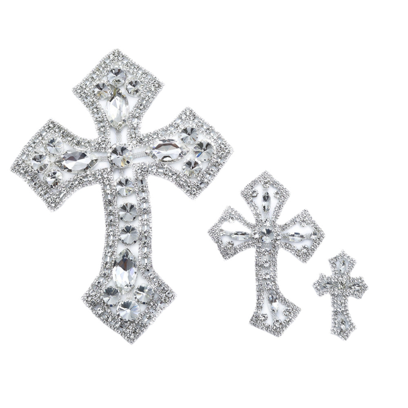 Krížové rhinestone ozdoby na oblečenie, topánky a klobúky – ručne zašívané diamantové doplnky pre DIY šperky
