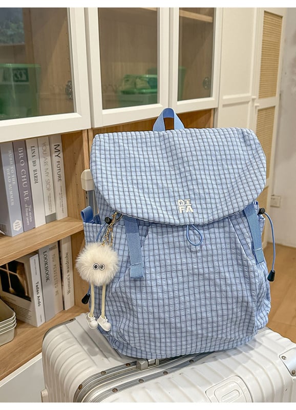Раница в горски стил и plaid принт за ученици, туристическа раница с две презрамки