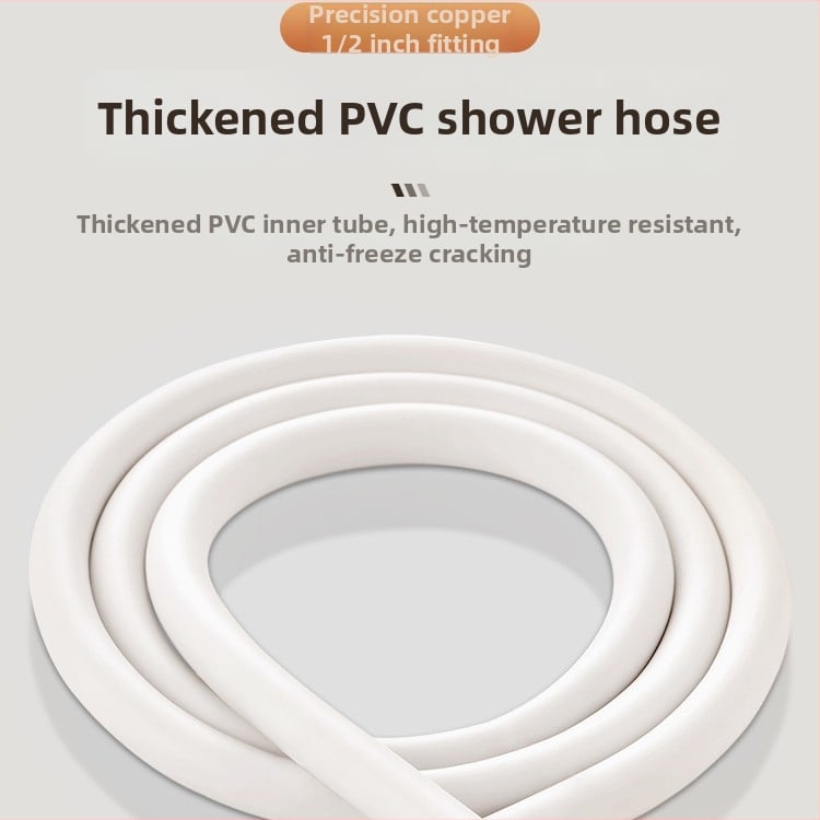 Biela PVC hrubšia výbušne odolná sprchová hadica a sprchová hlavica – univerzálna hadica pre kúpeľ a ohrievač vody