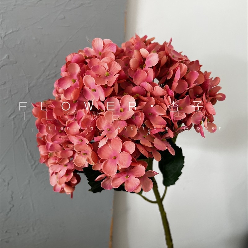 Hortenzia s priemerom 29 cm, pastelová jednostĺpová textilná umele kvety pre svadobné dekorácie