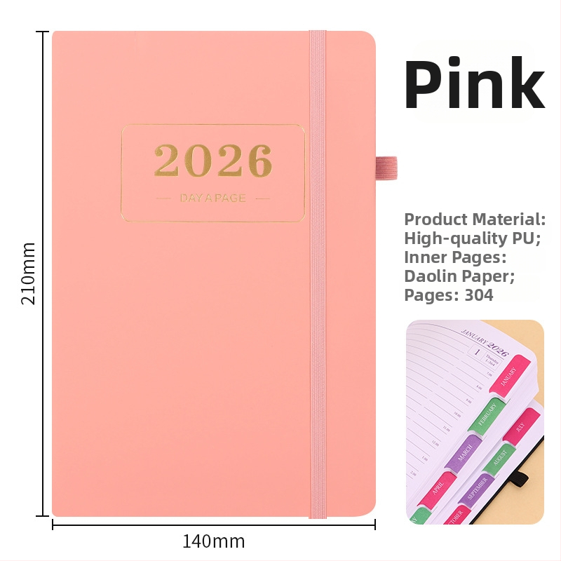 2026 anglická verzia plánovača — 365-dňový denný zápisník a kalendár, cezhraničný