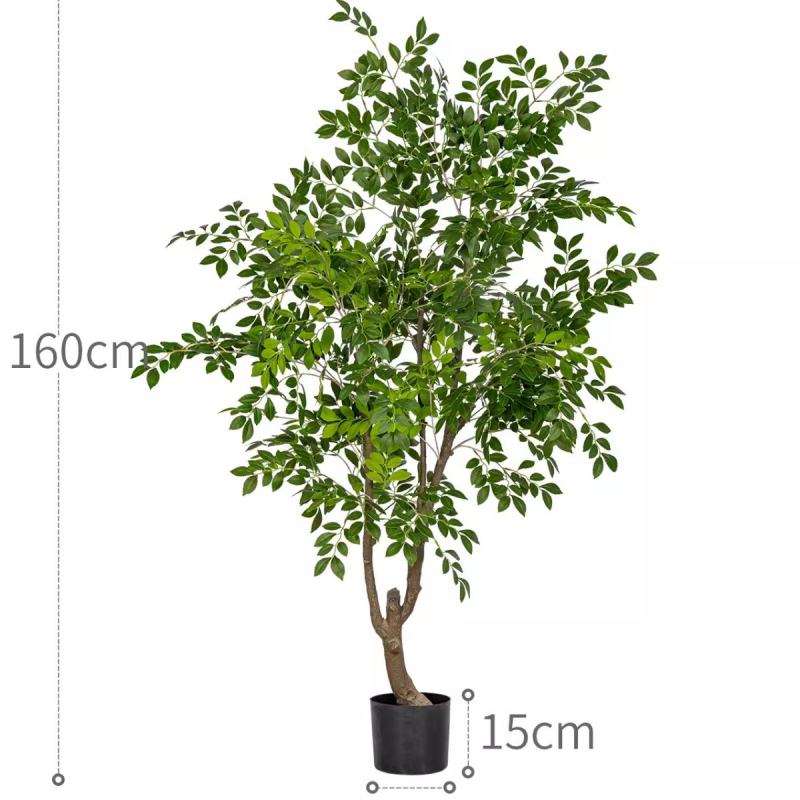 Veľký vnútorný umelý strom v štýle elm a banyan, stojaci do obývačky, dekoratívny strom na podlahe, výška 100–200 cm