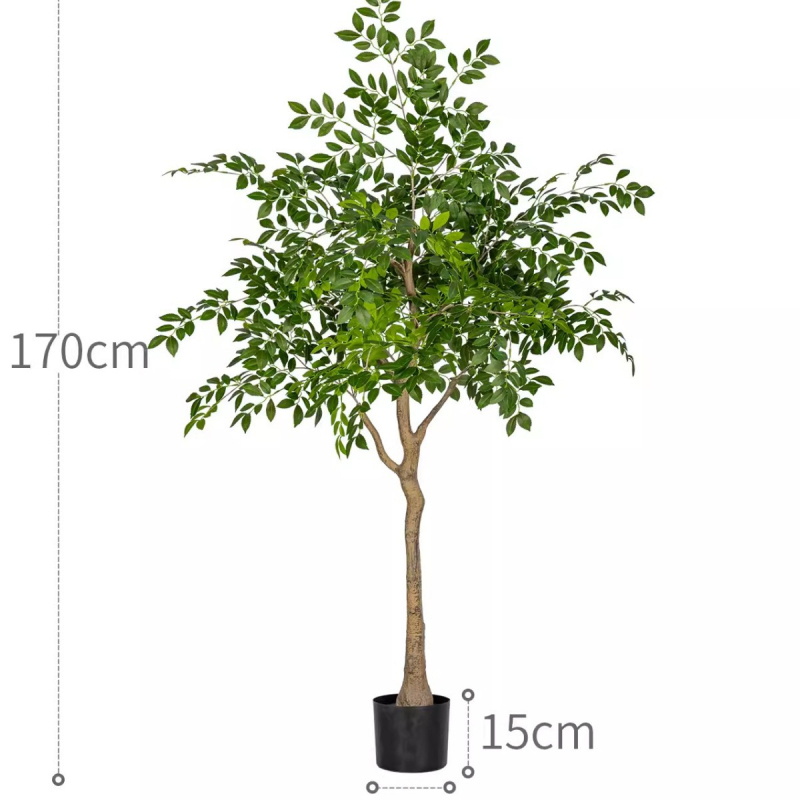 Veľký vnútorný umelý strom v štýle elm a banyan, stojaci do obývačky, dekoratívny strom na podlahe, výška 100–200 cm