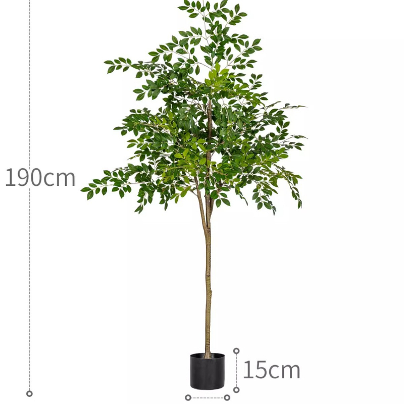 Veľký vnútorný umelý strom v štýle elm a banyan, stojaci do obývačky, dekoratívny strom na podlahe, výška 100–200 cm