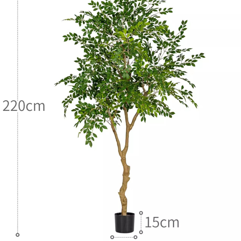 Veľký vnútorný umelý strom v štýle elm a banyan, stojaci do obývačky, dekoratívny strom na podlahe, výška 100–200 cm
