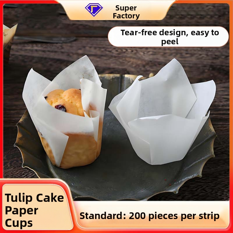Tulipánové papierové košíčky na koláčiky, odolné voči tuku, na muffiny, pre vysoké teploty parného pečenia a pečenia, jednorazové