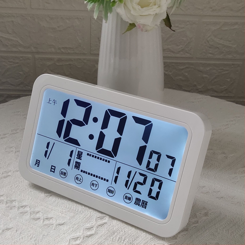 Digitálne nástenné hodiny s jasným LCD displejom, duálny budík, meranie teploty a vlhkosti, do obývačky alebo spálne, minimalistický štýl