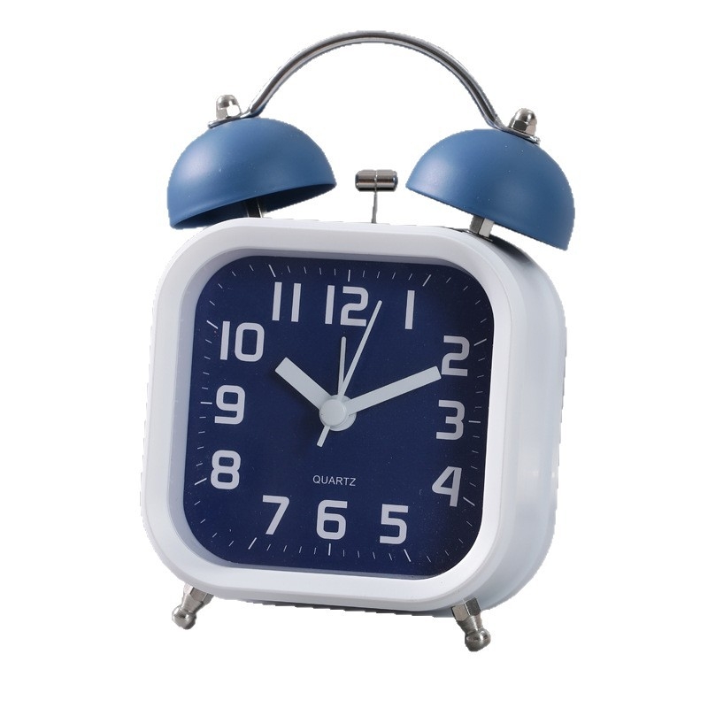 Tichý stolný budík pre študentov s nočným svetlom, hlasný alarm, jednoduchý moderný dizajn