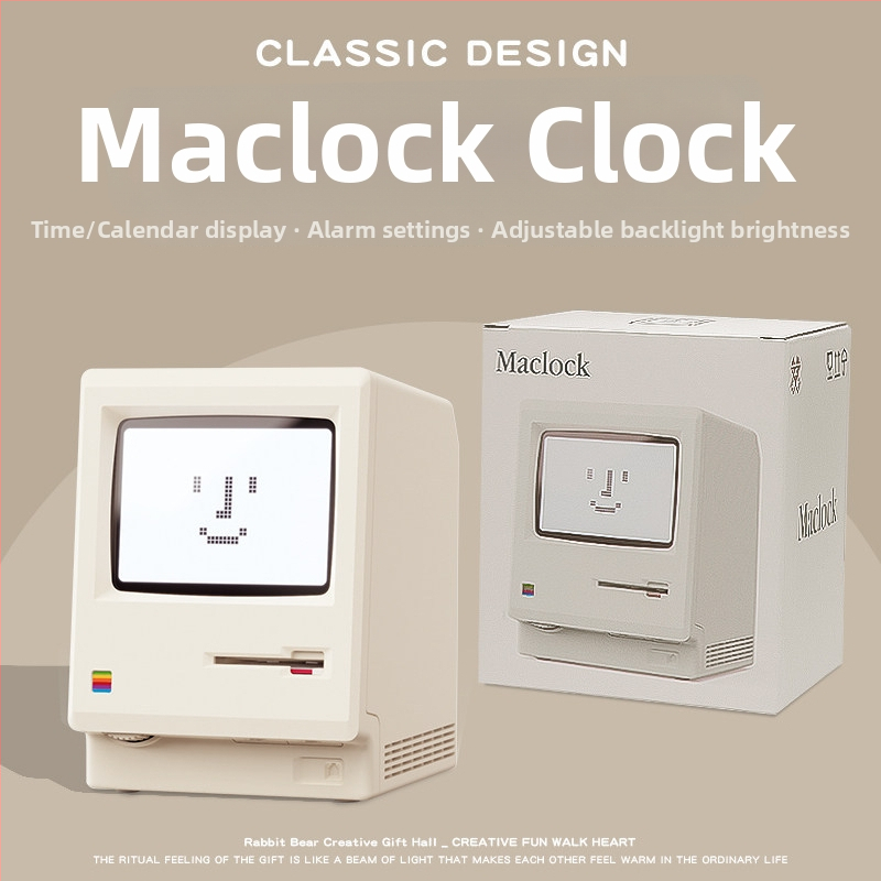 Maclock Macintosh alarmový budík – retro nostalgický stolný digitálny hodiny, kreatívny darček pre priateľa