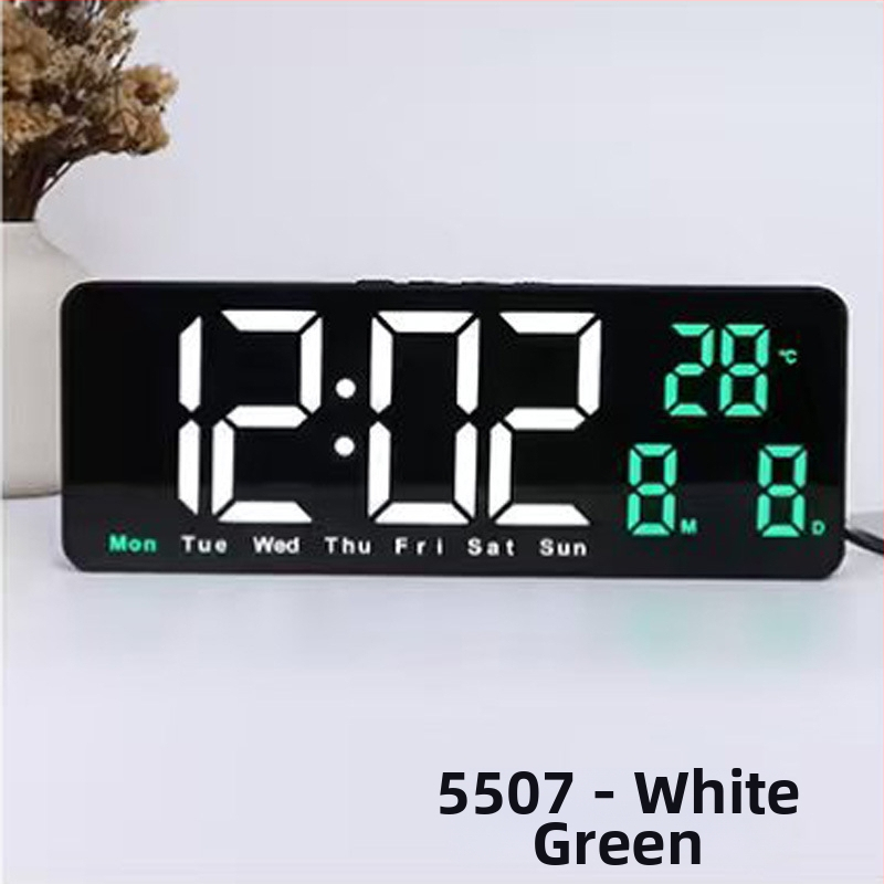 Štvorec LED digitálny budík na stenu alebo na stolík so snooze funkciou, senzor svetla, teplota, dátum a deň v týždni – moderný minimalistický dizajn