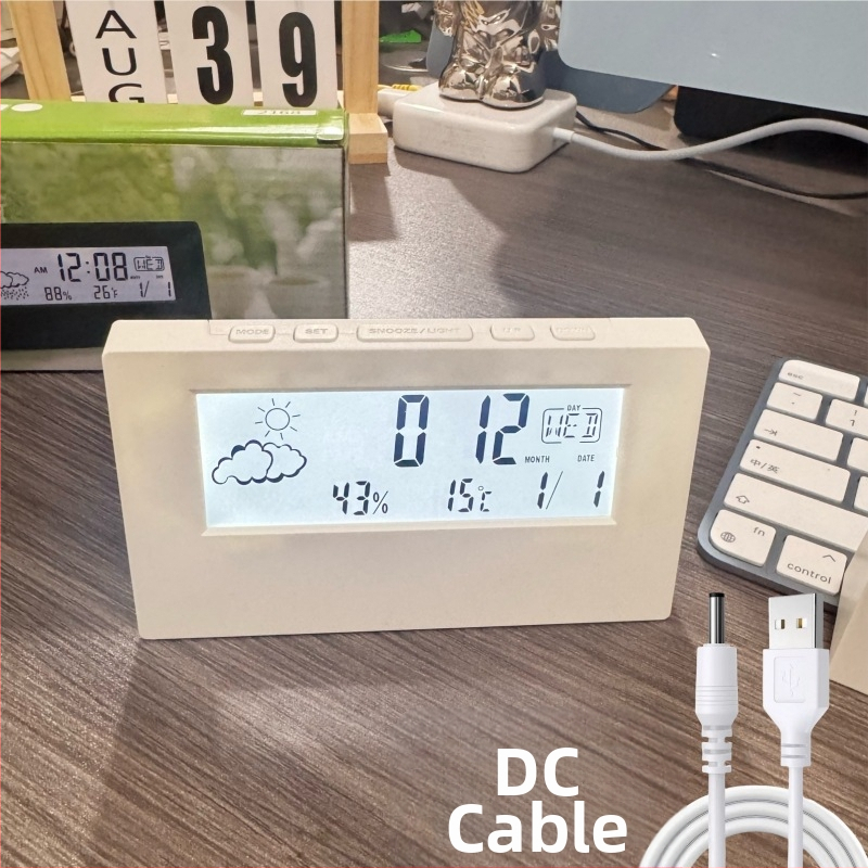 Japonského štýlu minimalistické multifunkčné digitálne stolové hodiny s budíkom, priehľadné, kompaktné do spálne