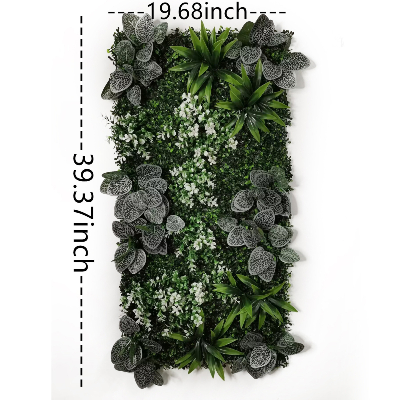 50×100 cm panel s umelými sukulentmi a zeleným trávnikom, určený pre stenu rastlín a záhradný dizajn