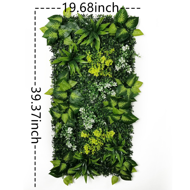 50×100 cm panel s umelými sukulentmi a zeleným trávnikom, určený pre stenu rastlín a záhradný dizajn