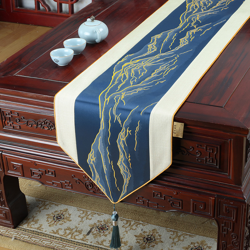 Table runner na čaj, Zen inšpirovaný nový čínske štýl, dlhá podložka na čaj, čajová vlajka