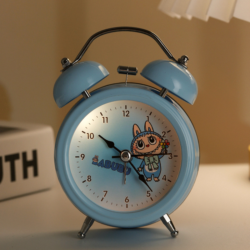 Detský karikatúrny stolný budík pre deti – tichý chod, hlasný alarm, nočné svetlo, kvarcový mechanizmus s ukazovateľom