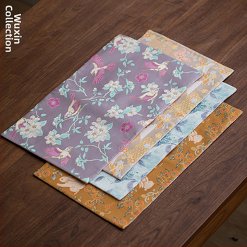 Wuxinji Brocade dvojstranná vodeodolná čajová podložka zo šatoviny, nový čínski štýl, zen inšpirovaná podložka na čajový stôl