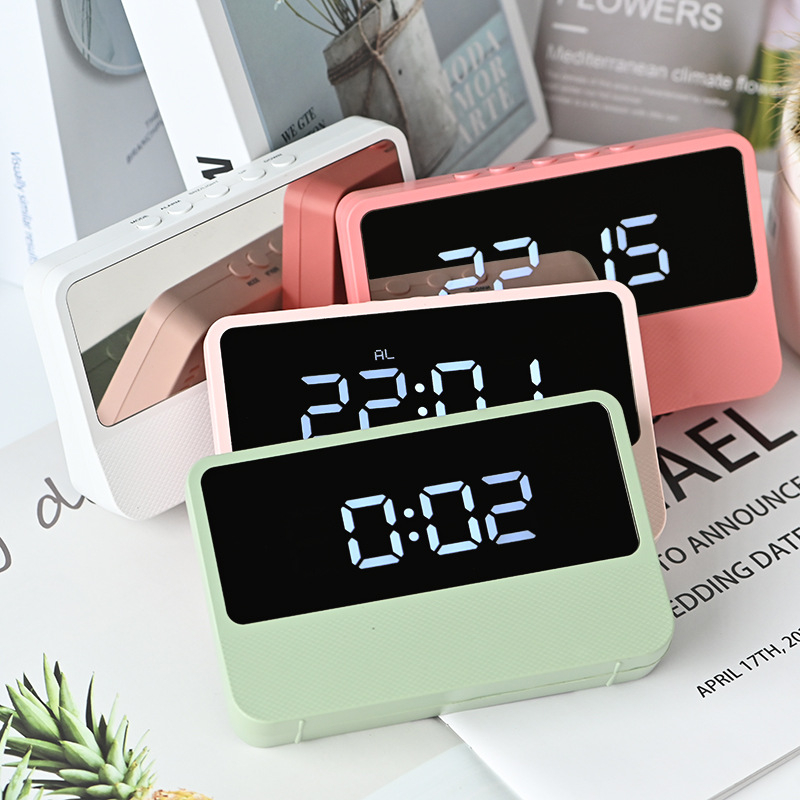 LED zrkadlové budíkové hodiny – svieži, minimalistický dizajn, multifunkčné stolné hodiny do spálne a na stôl