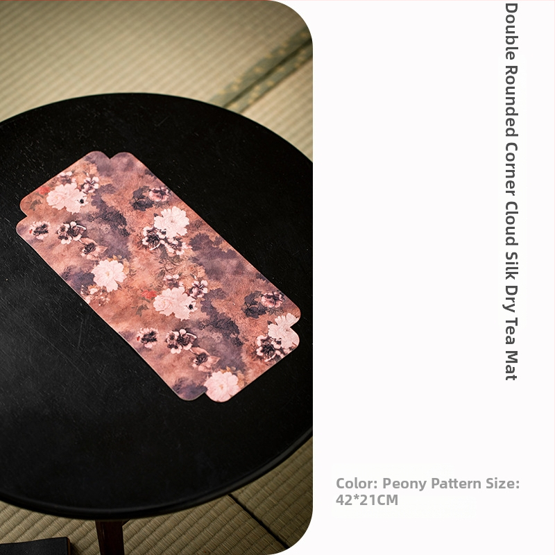 Zen inšpirovaný, absorbujúci a vodeodolný čajový podložka na stôl a podšálka, 42×21 cm, textilné príslušenstvo k čajovému setu