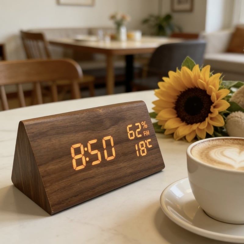 Drevené LED digitálne hodinky s nočným svetlom, tichý budík, moderný minimalistický dizajn, vhodné na stôl alebo nočný stolík