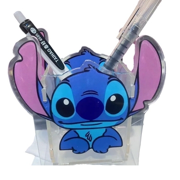 Stitch akrylový držiak na pero s karikatúrnym motívom, minimalistický stolný organizér, 8x10 cm, prispôsobiteľný