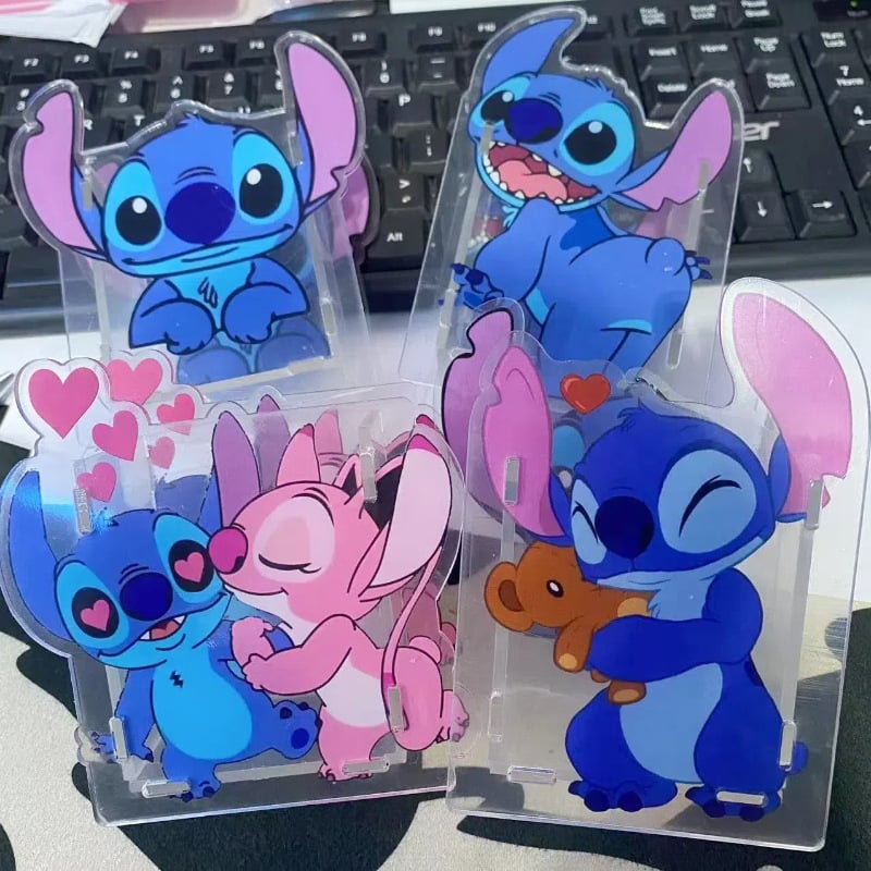 Stitch akrylový držiak na pero s karikatúrnym motívom, minimalistický stolný organizér, 8x10 cm, prispôsobiteľný