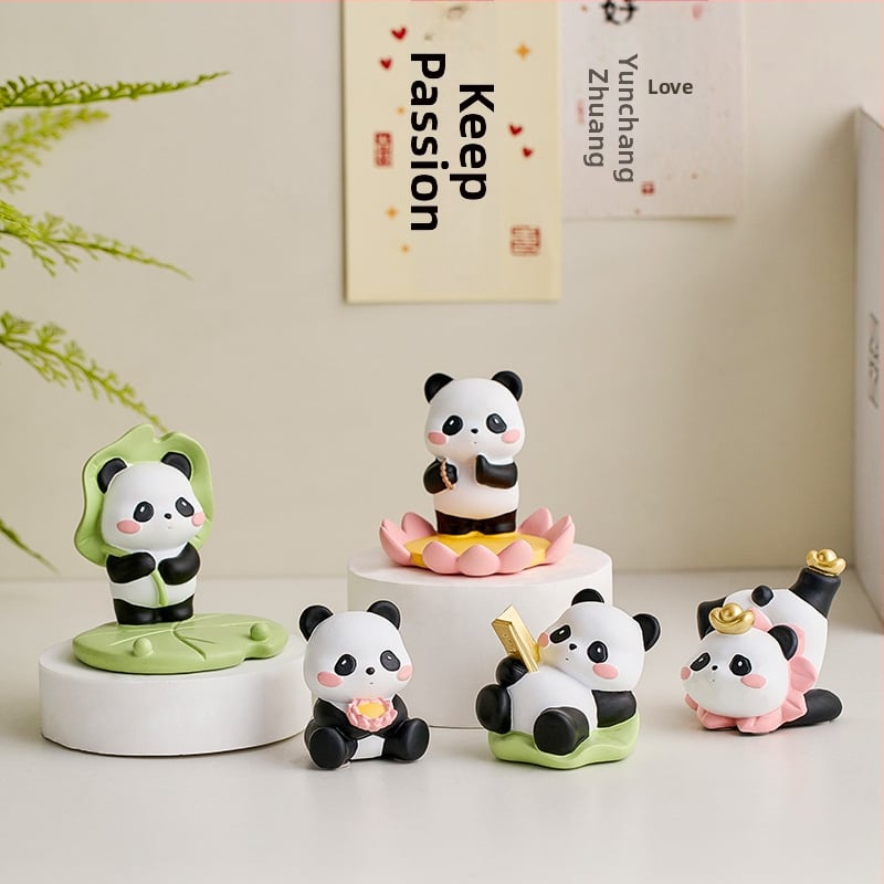 Panda stojan na telefón z živice, dekoratívna figúrka do obývačky, spálne alebo kancelárie – darček k narodeninám