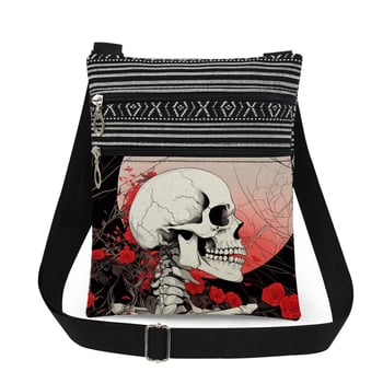 Új koponya mintás kettős cipzáras válltáska crossbody kivitelben, ultra könnyű