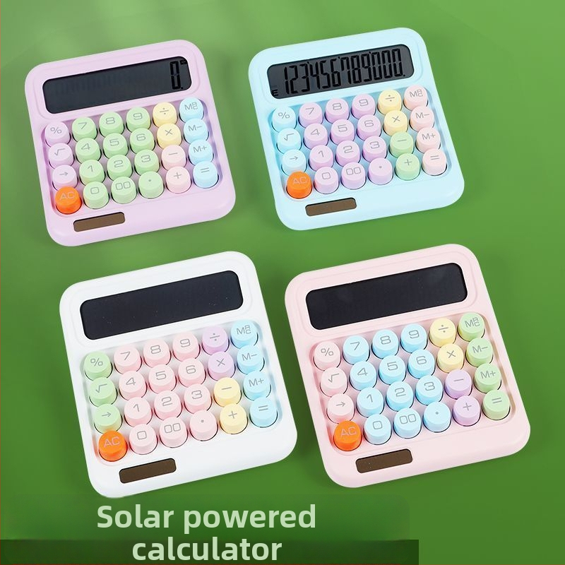 12-ciferný solárny kalkulačný prístroj s dvojitým napájaním, stolný kancelársky model, ABS+LCD, roztomilý dizajn srdca