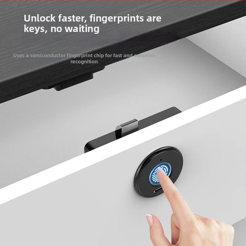 Vložená skriňová zámka s odtlačkom prsta, skrytá montáž, Bluetooth inteligentný zámok pre zásuvky a skrine