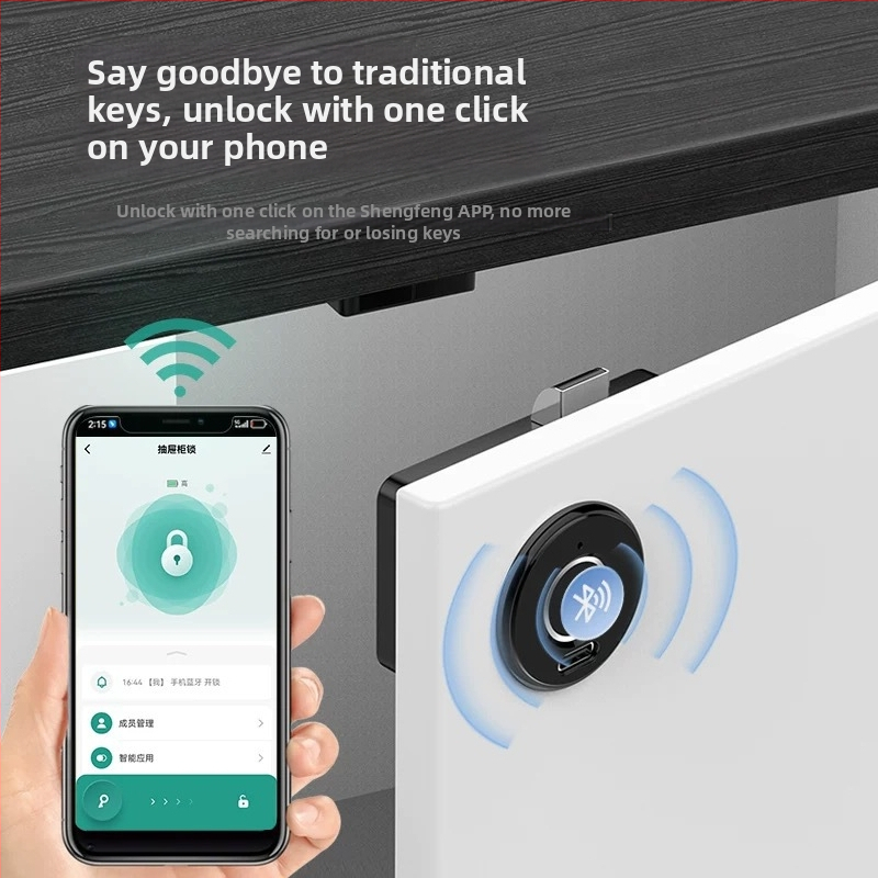 Vložená skriňová zámka s odtlačkom prsta, skrytá montáž, Bluetooth inteligentný zámok pre zásuvky a skrine