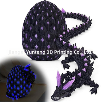 3D tlačený set drakonových vajec s pohyblivými kĺbmi, krištáľový drak figúrka, drahokamový dizajn draka
