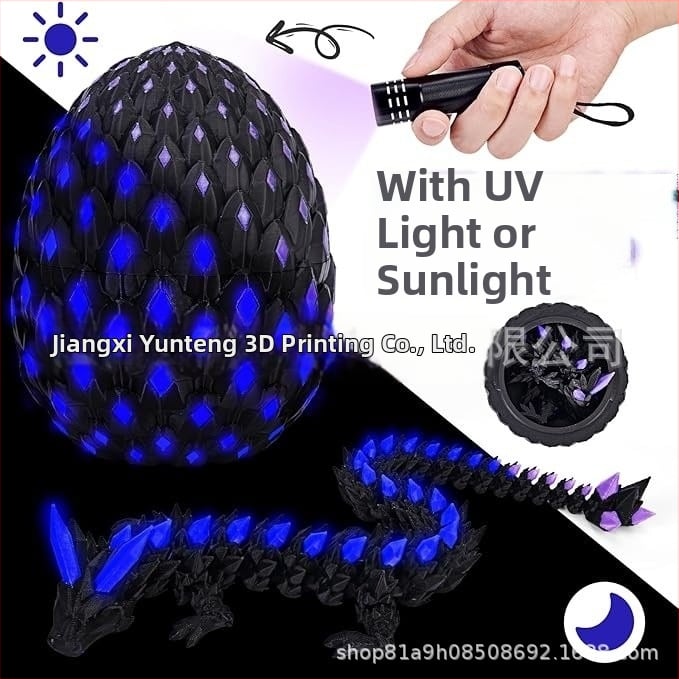 3D tlačený set drakonových vajec s pohyblivými kĺbmi, krištáľový drak figúrka, drahokamový dizajn draka
