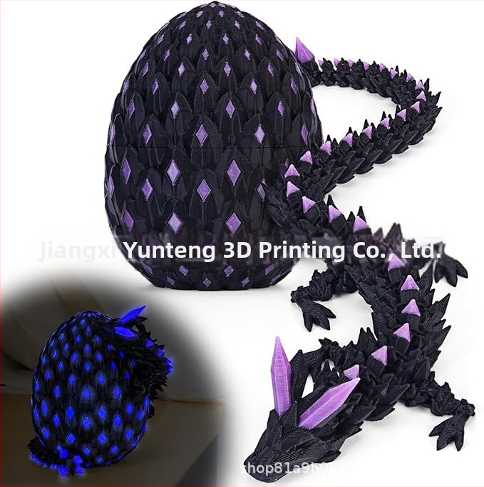 3D tlačený set drakonových vajec s pohyblivými kĺbmi, krištáľový drak figúrka, drahokamový dizajn draka