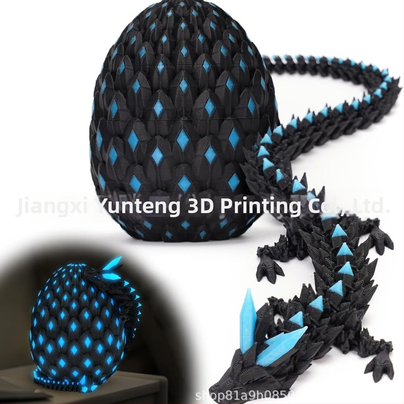 3D tlačený set drakonových vajec s pohyblivými kĺbmi, krištáľový drak figúrka, drahokamový dizajn draka