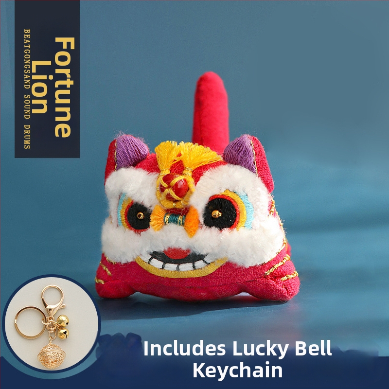 Ručne vyšívaný prívesok na kľúče z ľanovej tkaniny so vzorom tigra, čínsky motív, krížová výšivka