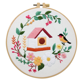 Séria Domáceho vtáka – Lu vyšívanie DIY set – kruhový domáci dekor