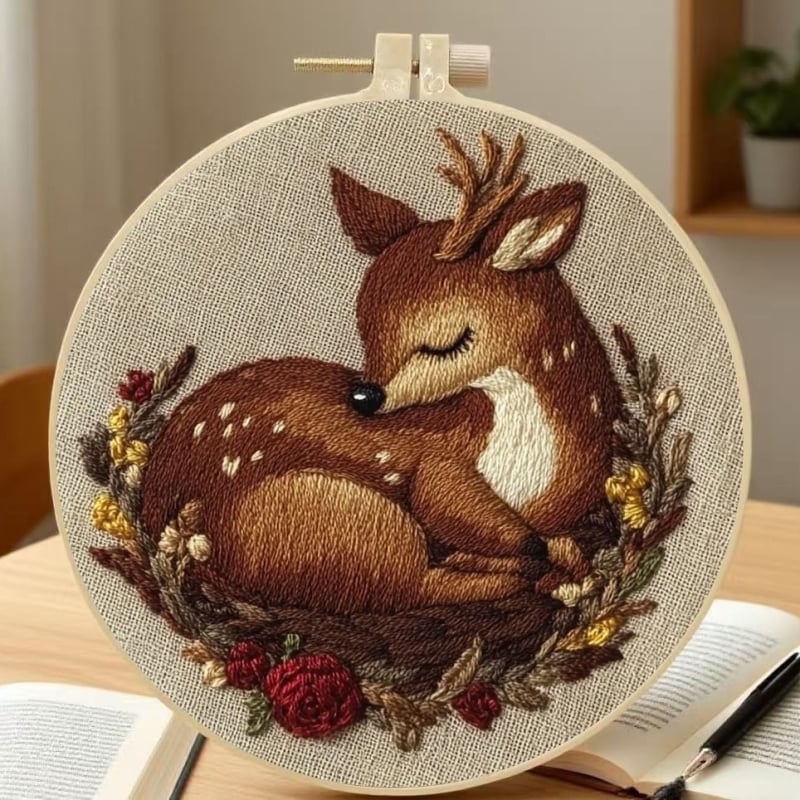 DIY set na vyšívanie s losom – textilné materiály, kreatívne ručné práce darček