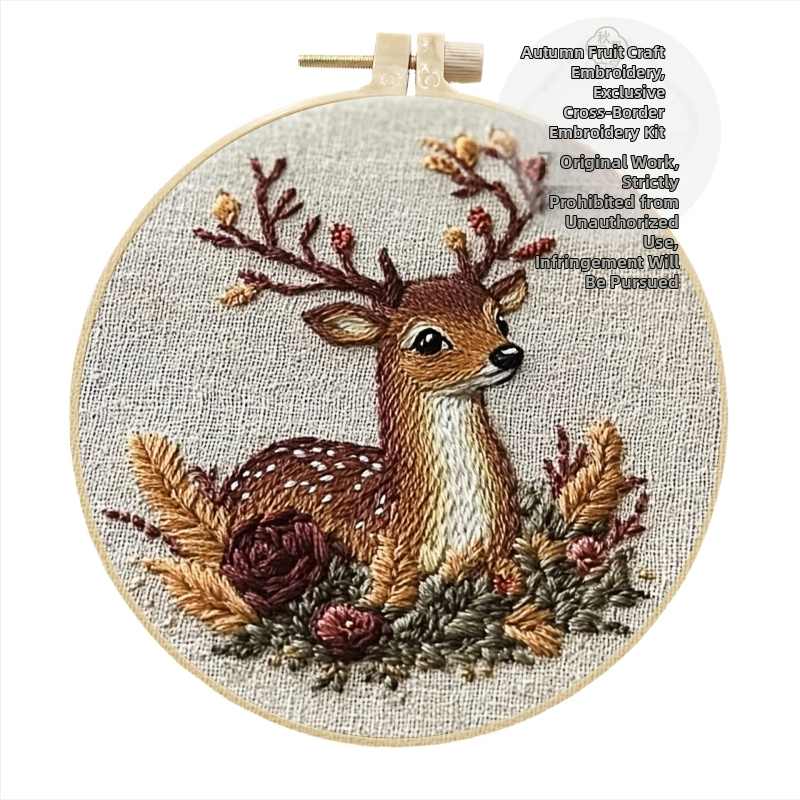 DIY set na vyšívanie s losom – textilné materiály, kreatívne ručné práce darček