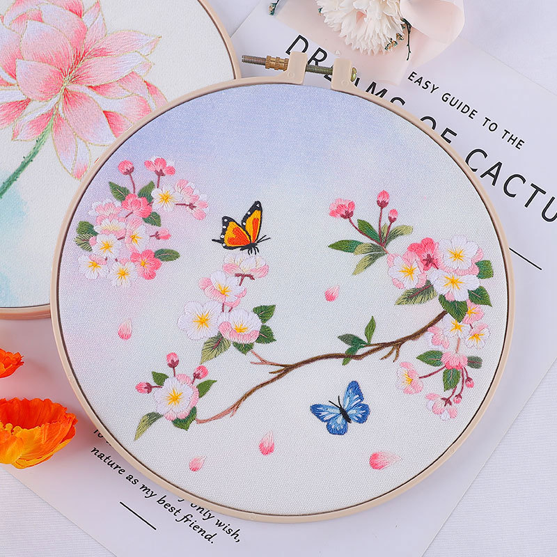 DIY set na vyšívanie pre začiatočníkov v škandinávskom štýle s motívom trávy a listov, Suzhou výšivka, úplne ručne vyrobené