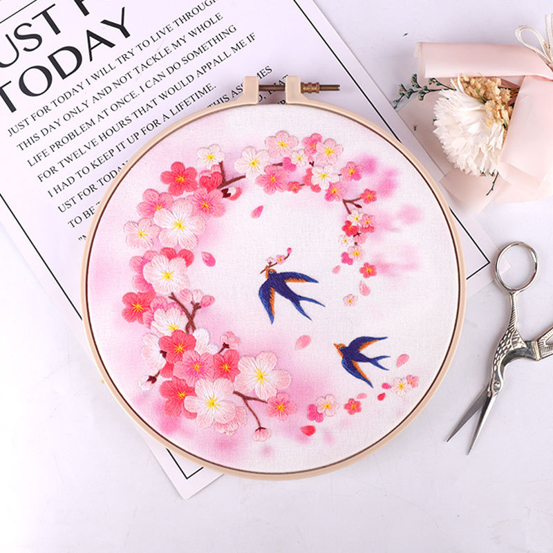 DIY set na vyšívanie pre začiatočníkov v škandinávskom štýle s motívom trávy a listov, Suzhou výšivka, úplne ručne vyrobené