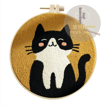 Súprava DIY Punch Needle a Rug Punch - bavlna, kreslený motív, moderný minimalistický štýl